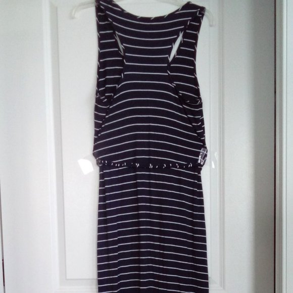 Black Couture Sleeveless Racerback Rope Tie Casual Maxi Dress - Picture 4 of 10